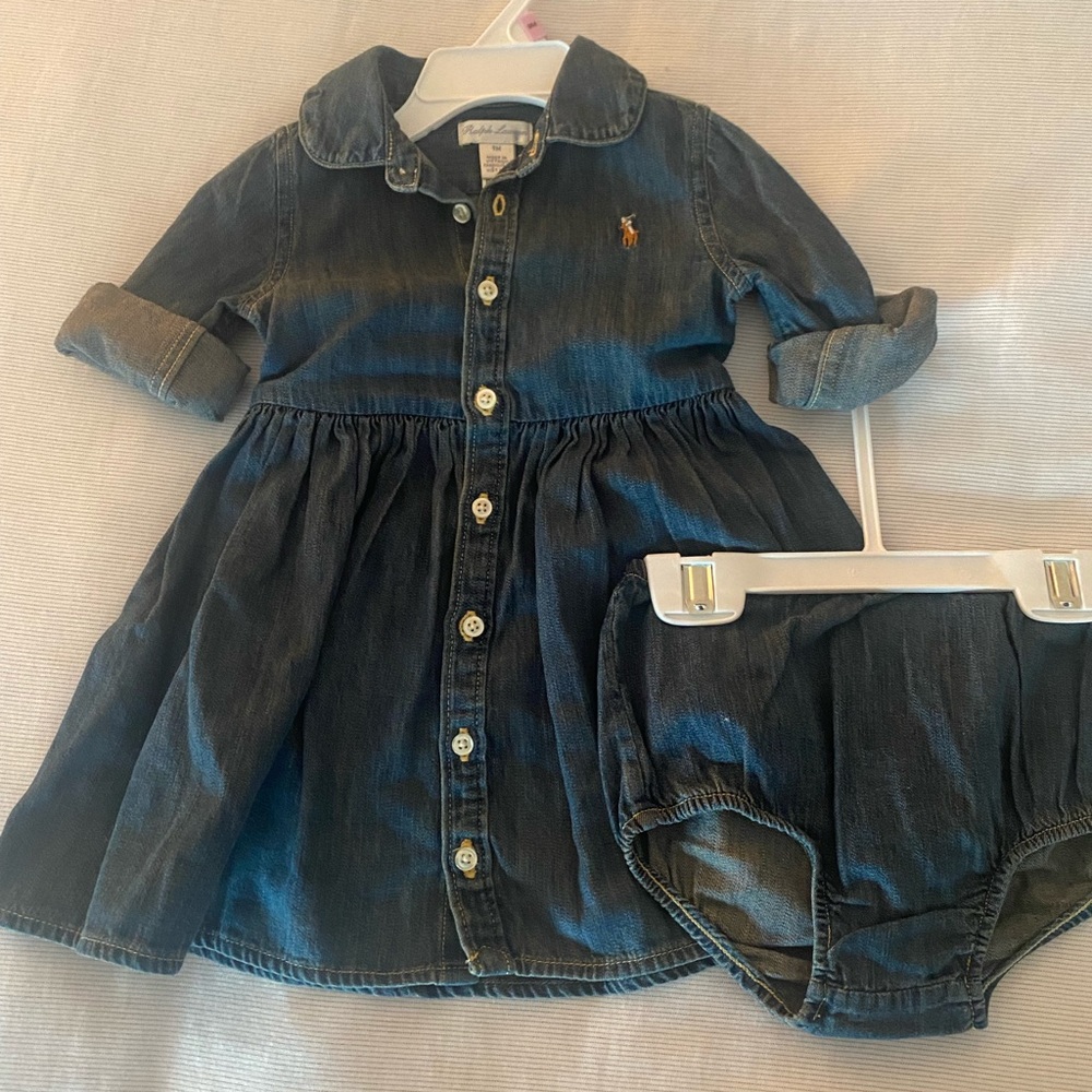 Ralph Lauren 9 mo baby denim dress + bloomers
